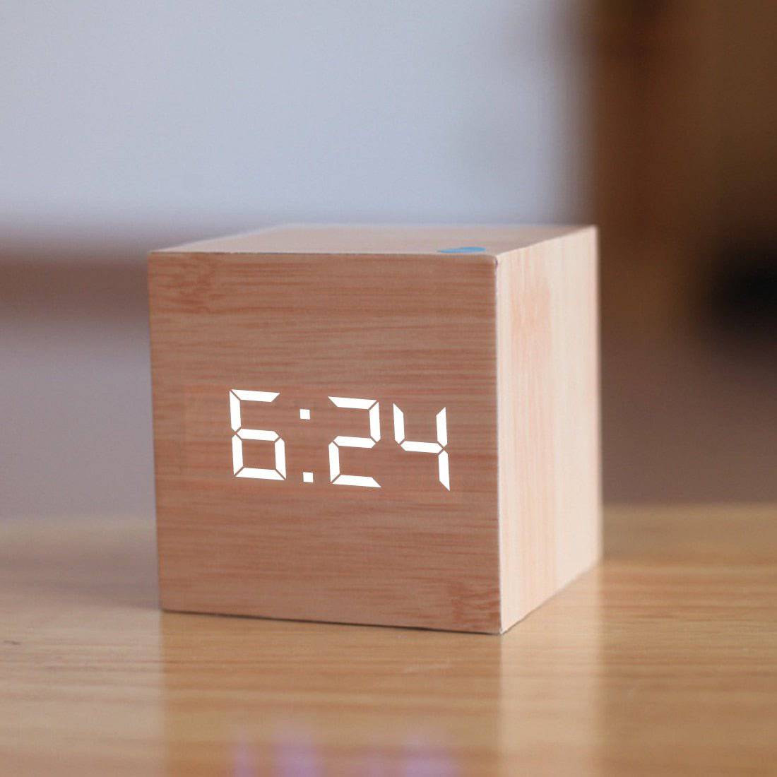 Wooden LED Alarm Clock - Rheasie & Co