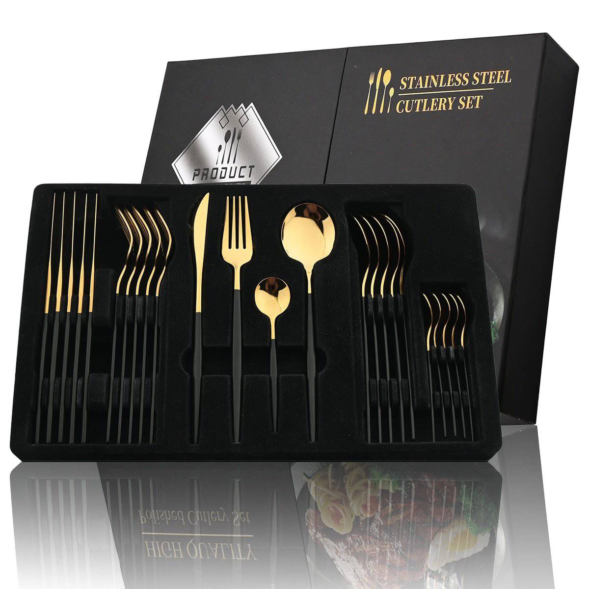 24pc Stainless Steel Cutlery Set - Rheasie & Co