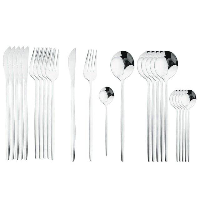 24pc Stainless Steel Cutlery Set - Rheasie & Co