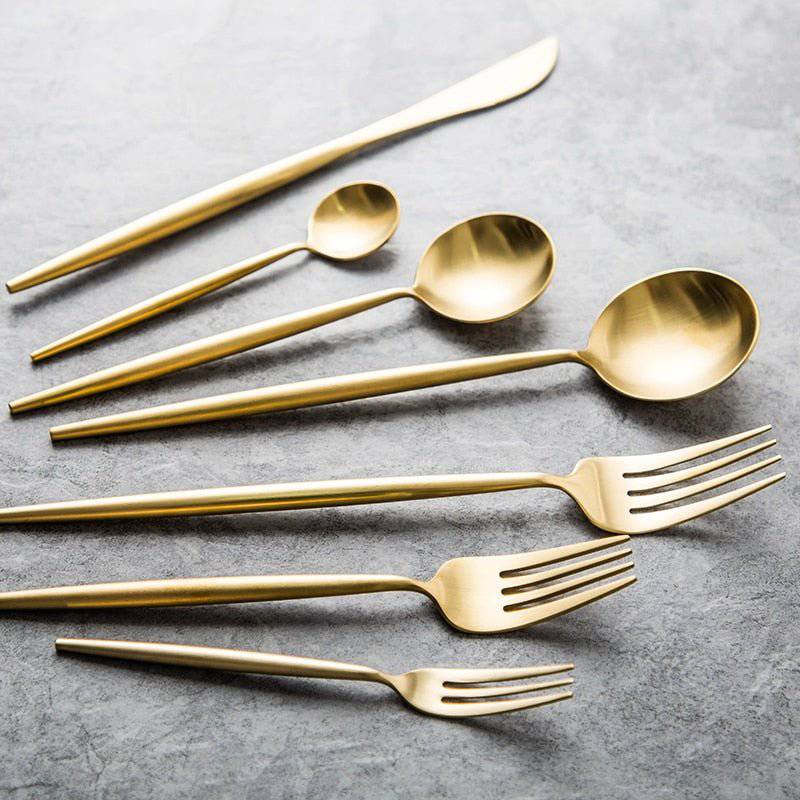 The Gold Flatware Set (7 Piece) - Rheasie & Co