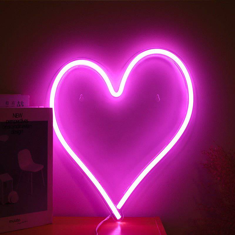 38cm Big Heart Shape Neon Sign Wall Hanging Light for Wedding Bedroom Home Party USB Powered Valentine's Day Christmas Decor - EcoTomble