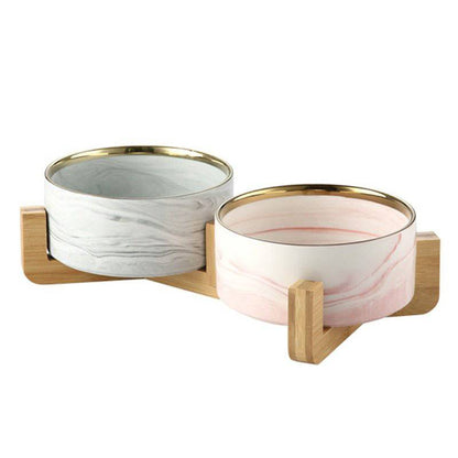 Marble Ceramic Double Bowls - Rheasie & Co