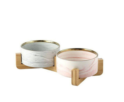 Marble Ceramic Double Bowls - Rheasie & Co