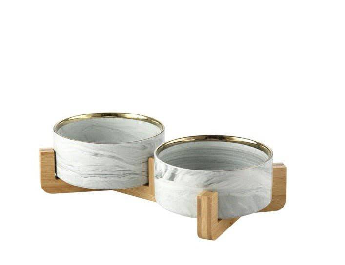 Marble Ceramic Double Bowls - Rheasie & Co