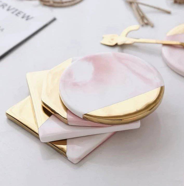 Pink and Gold Ceramic Placemats - Rheasie & Co