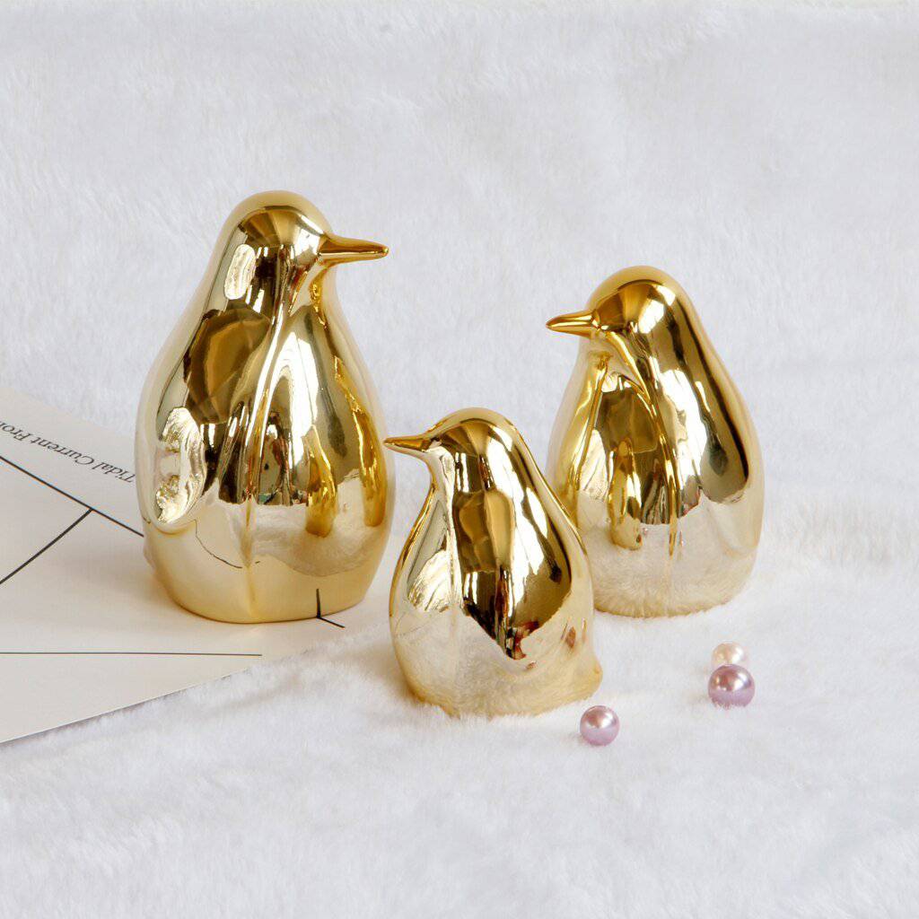 Gold Penguin Figurines - Rheasie & Co