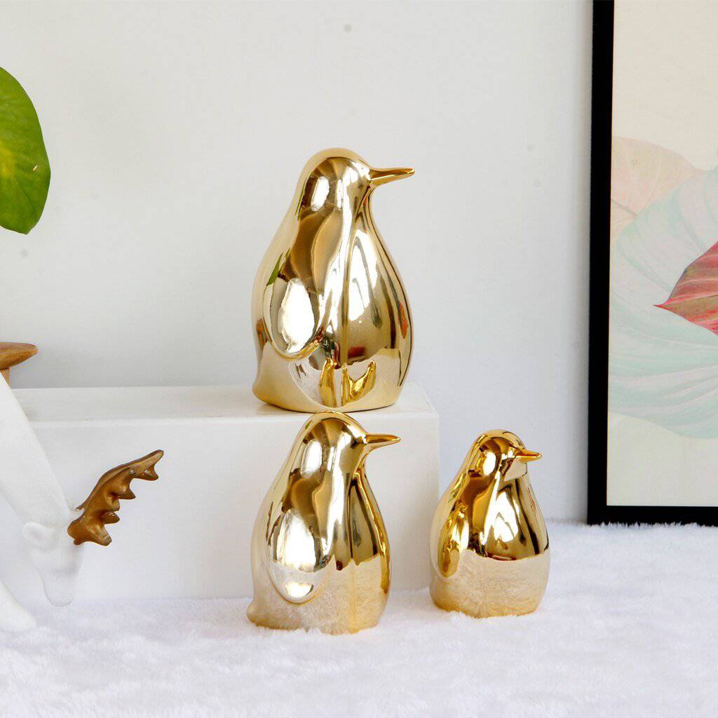 Gold Penguin Figurines - Rheasie & Co