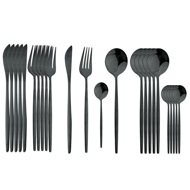 24pc Stainless Steel Cutlery Set - Rheasie & Co