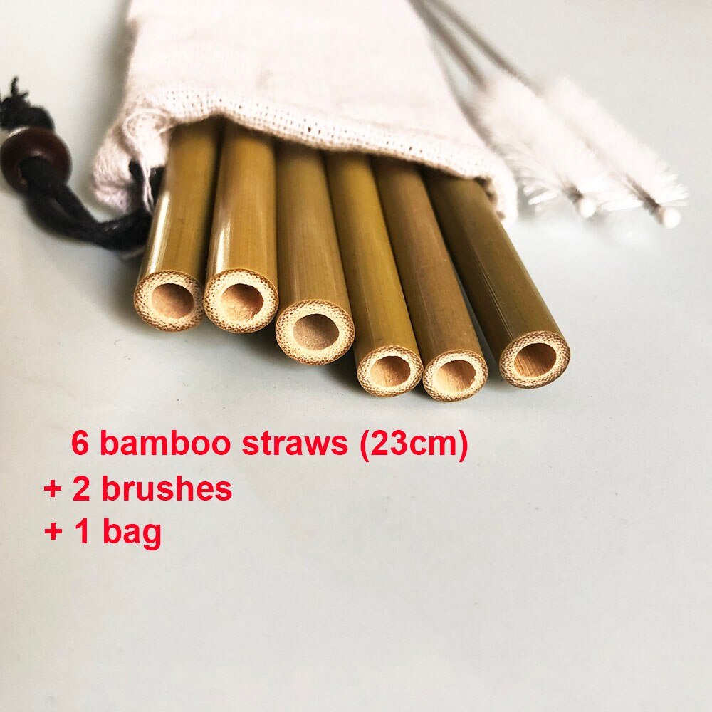 6pc or 10pc Natural Organic Bamboo Straws - EcoTomble