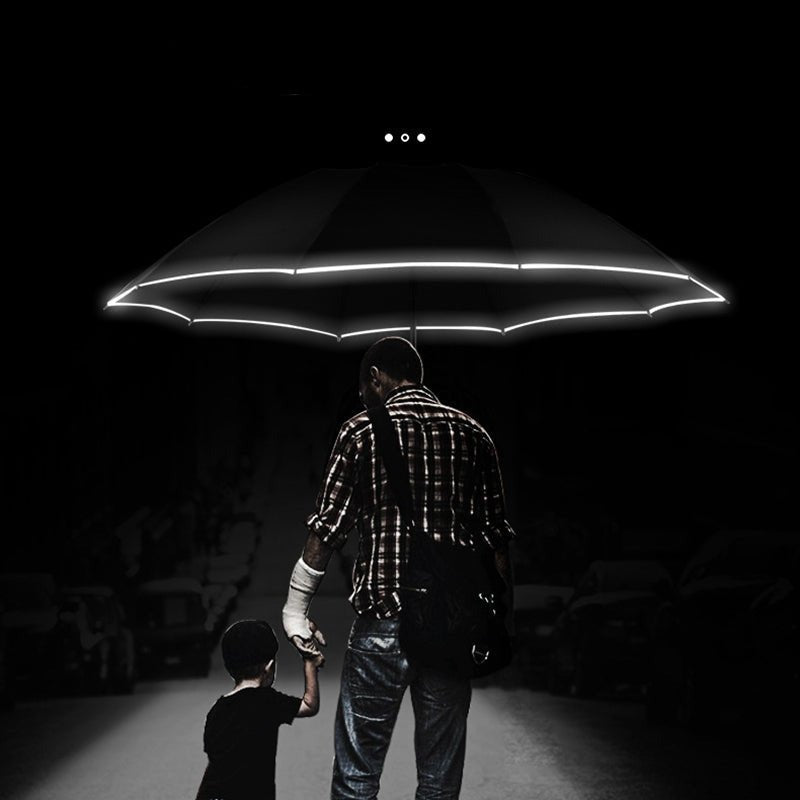 Automatic Umbrella With Reflective Strip And LED Light - EcoTomble