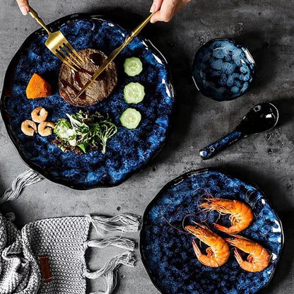 Blue Ceramic Dinner Plates - EcoTomble