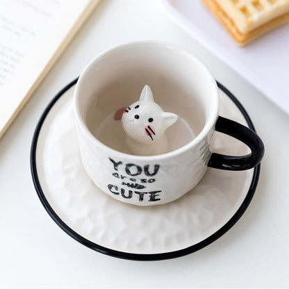 Cute Cat Relief Ceramics Mug - EcoTomble