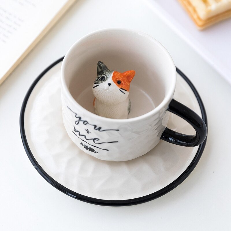Cute Cat Relief Ceramics Mug - EcoTomble