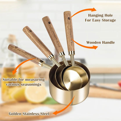 Gold Stainless Steel Measuring Set- 8 Piece - Rheasie & Co