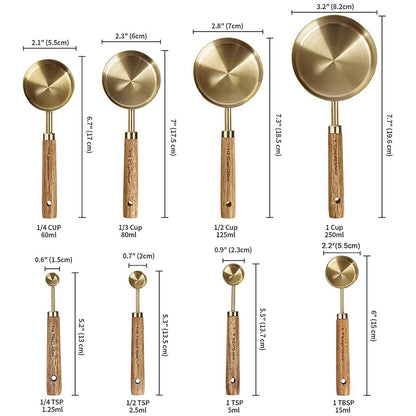 Gold Stainless Steel Measuring Set- 8 Piece - Rheasie & Co