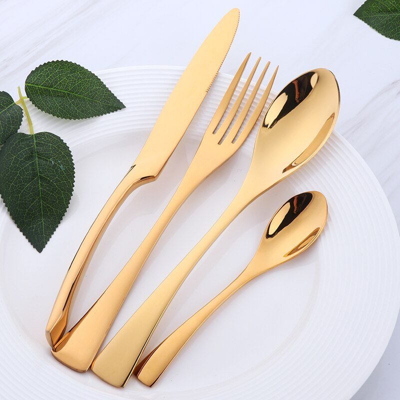 Hand-Polished Gold Cutlery Set (4 Piece) - Rheasie & Co