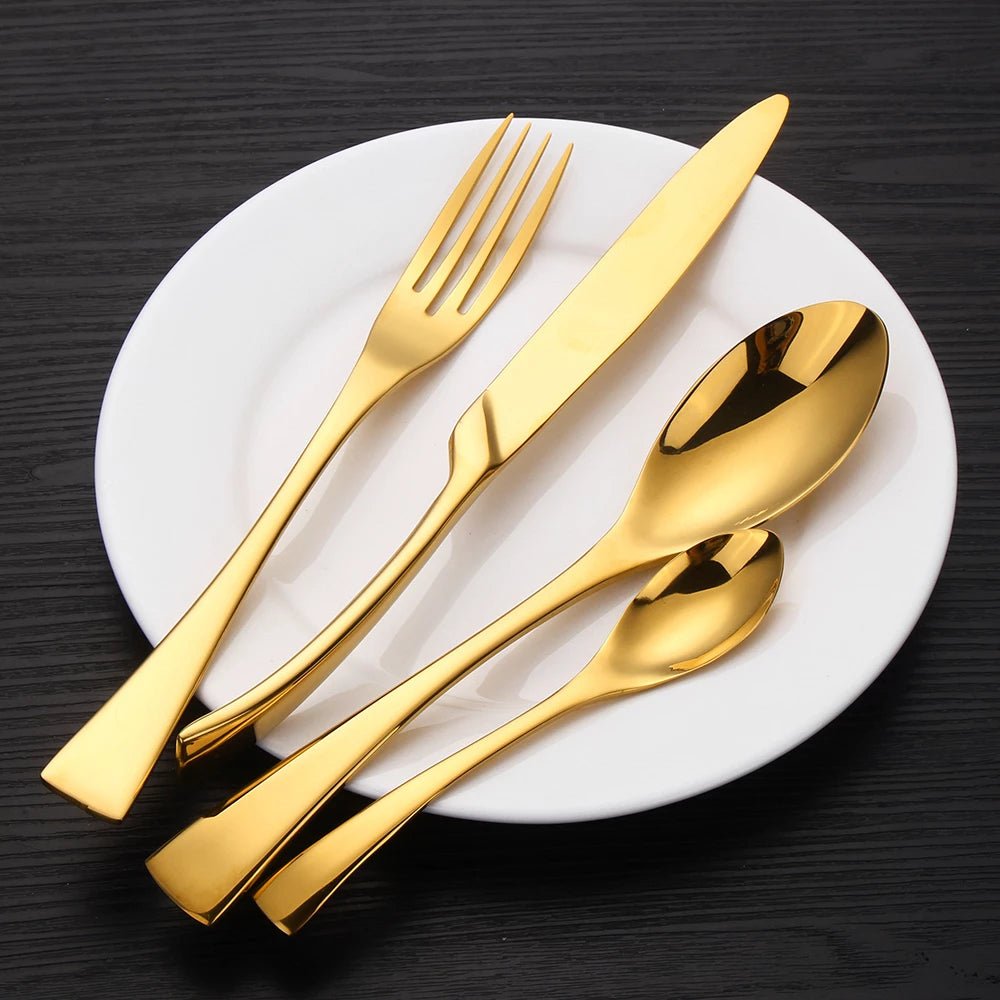 Hand-Polished Gold Cutlery Set (4 Piece) - Rheasie & Co