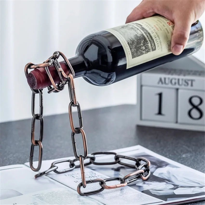 Metal Chain Hanging Wine Rack - Rheasie & Co