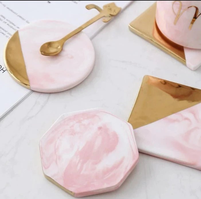 Pink and Gold Ceramic Placemats - Rheasie & Co
