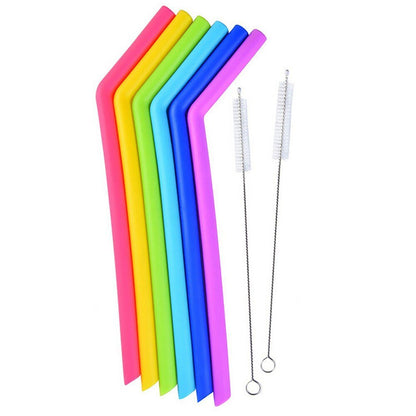 Silicone Straws with Cleaning Brush - Rheasie & Co