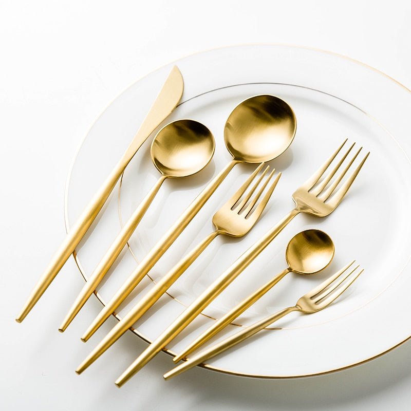 The Gold Flatware Set (7 Piece) - Rheasie & Co