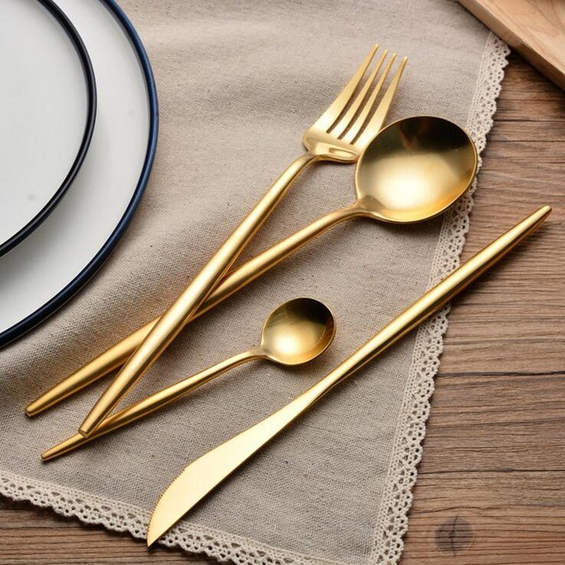 The Gold Flatware Set (7 Piece) - Rheasie & Co